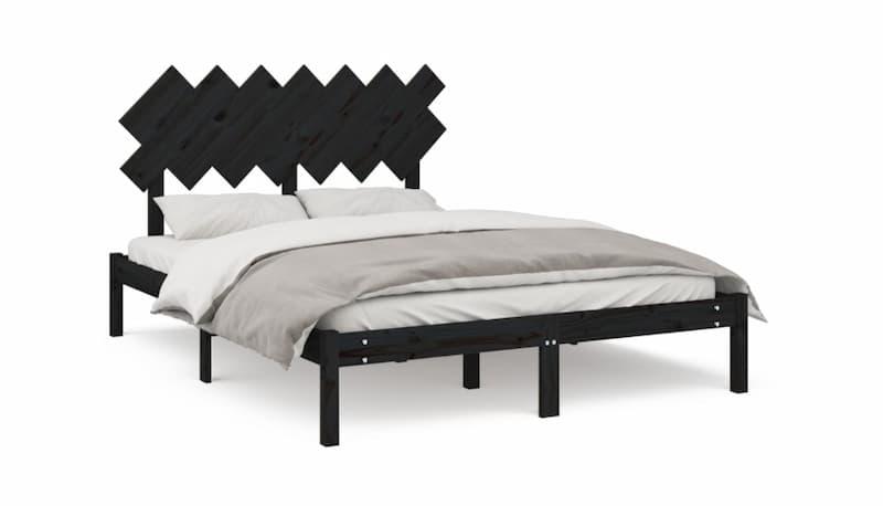vidaXL Sengeramme svart 150x200 cm 5FT King Size heltre