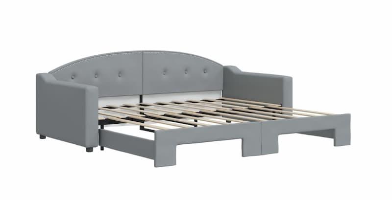 vidaXL Uttrekkbar dagseng lysegrå 90x190 cm – stoff