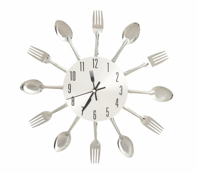 vidaXL Veggklokke med skje og gaffeldesign sølv 31 cm aluminium