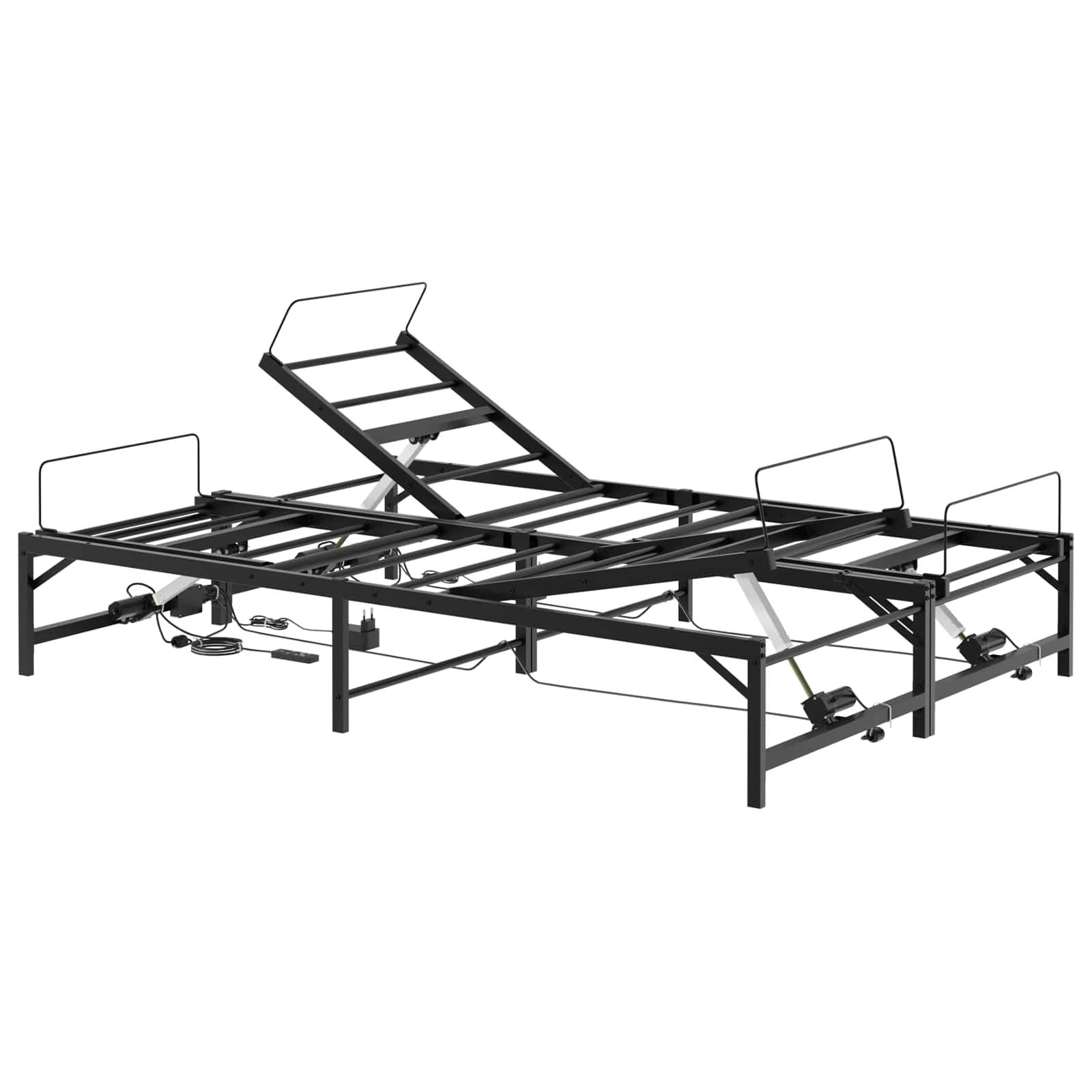 vidaXL elektrisk justerbar sengeramme i svart stål, 150x200 cm, med hevet hode- og fotende