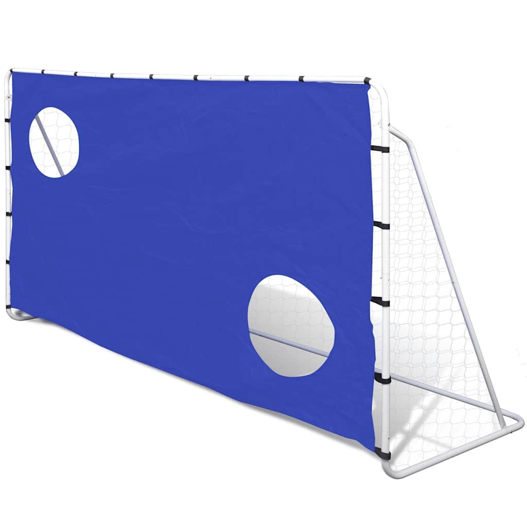 Fotballmål i stål med blå siktevegg, 240 x 92 x 150 cm