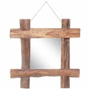 Firkantet speil med ramme i resirkulert teak, naturfarget